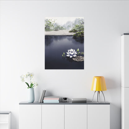 Lotus Flower Karesansui Canvas Art | Tranquil Zen Art