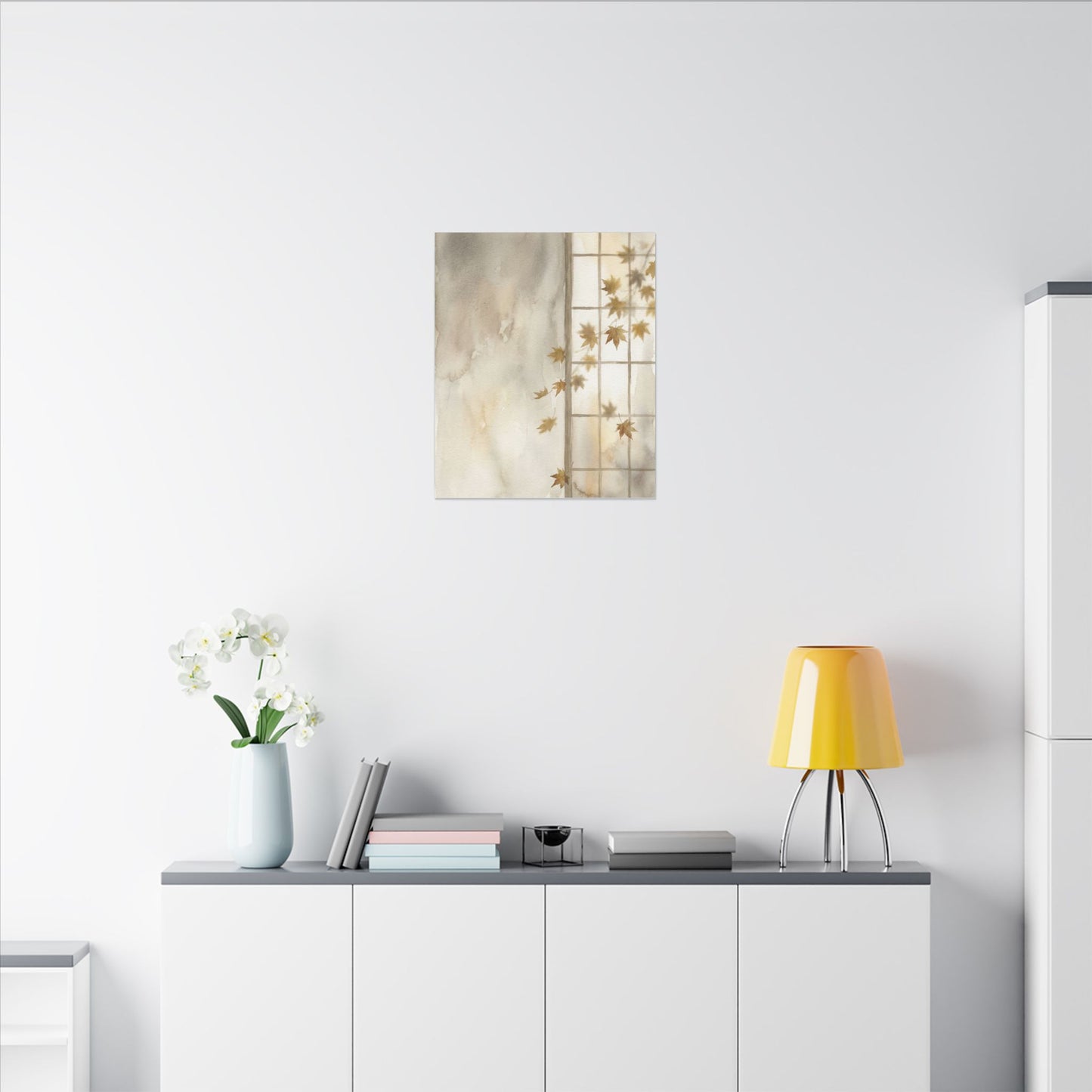 Warm Shoji Screen Canvas Art - Watercolor Japandi