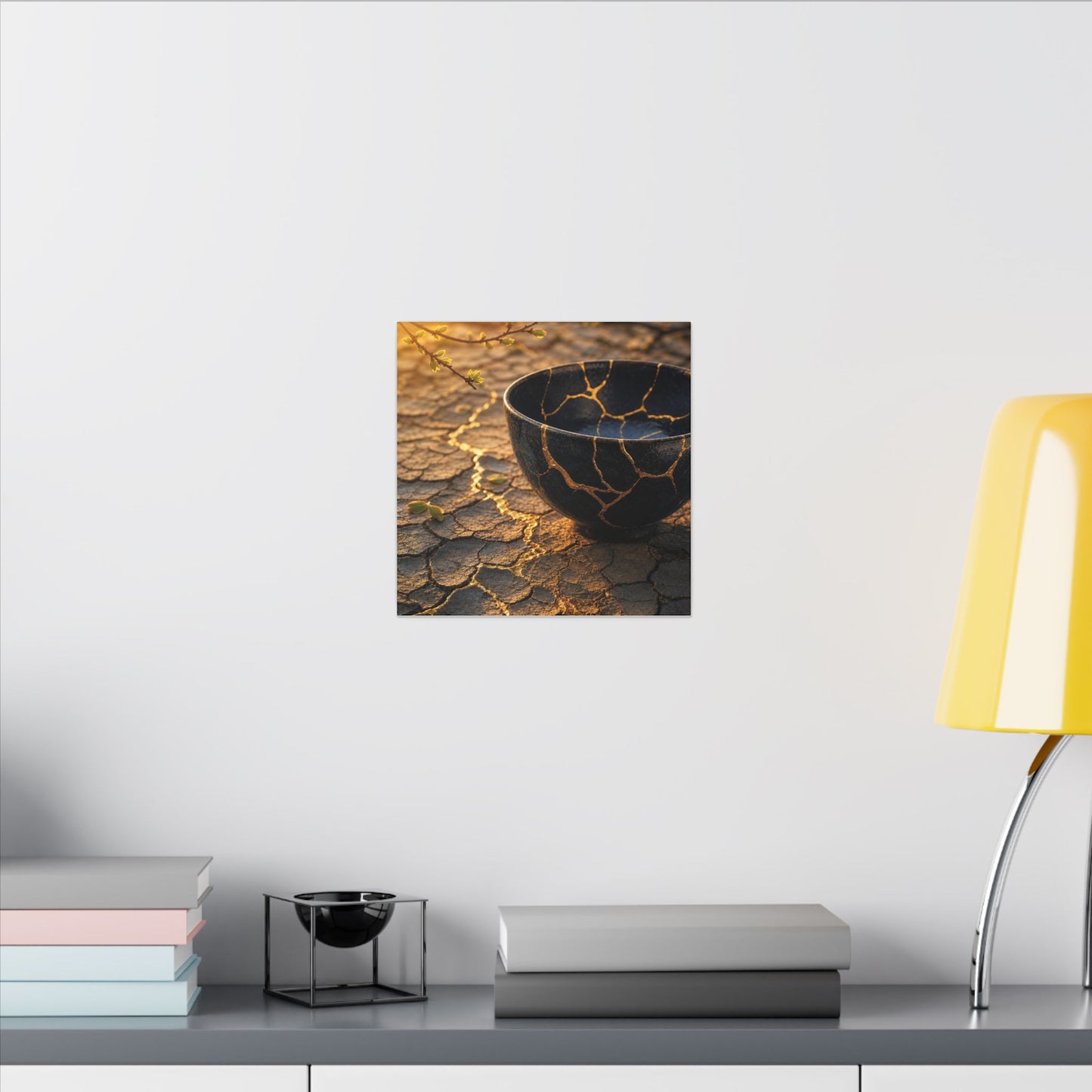 Golden Hour Cracked Earth Canvas Art - Kintsugi Fukinsei