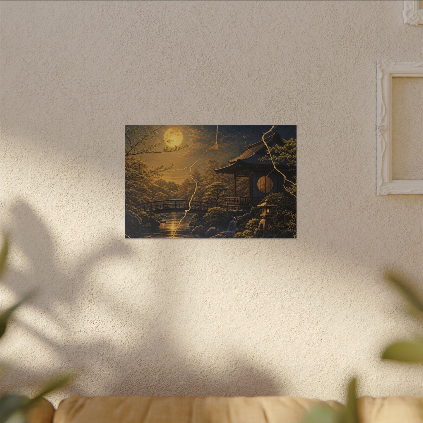 Spring Moonlit Garden Gold Vein Canvas Art | Resilient Decor