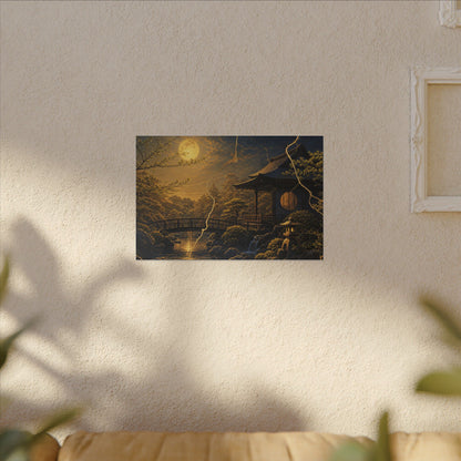 Spring Moonlit Garden Gold Vein Canvas Art | Resilient Decor