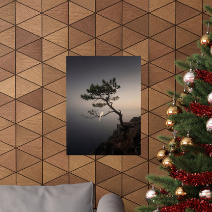Moody Pine Tree Wall Art Print - Moody Minimal Dark Japandi