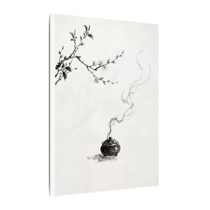 Calm Incense Smoke Canvas Art - Sumi E Zen