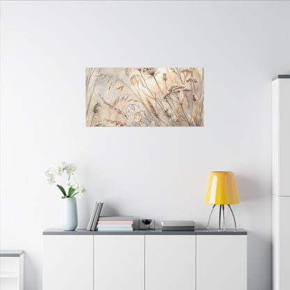 Winter Dried Flowers Watercolor Canvas Art | Warm Decor