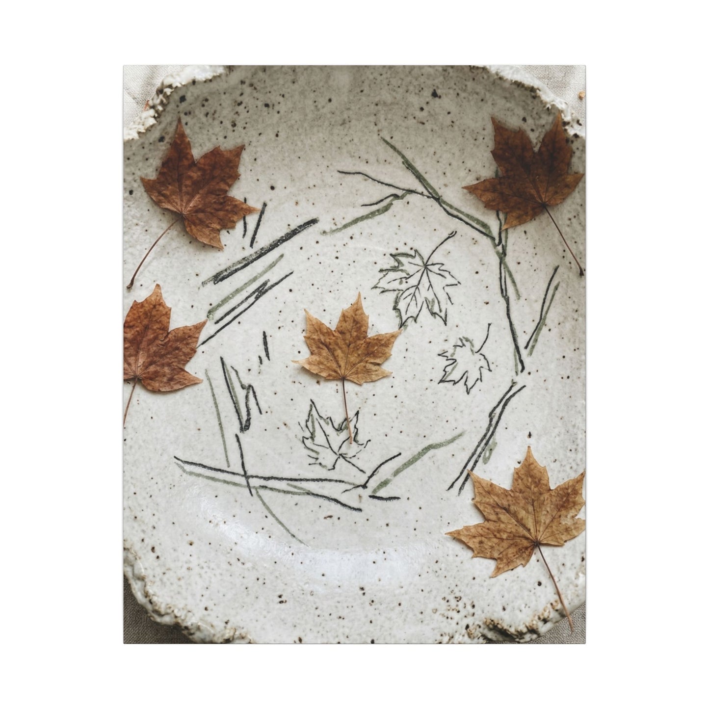Ceramic Bowl Autumn Canvas Art | Japandi Elegant Design