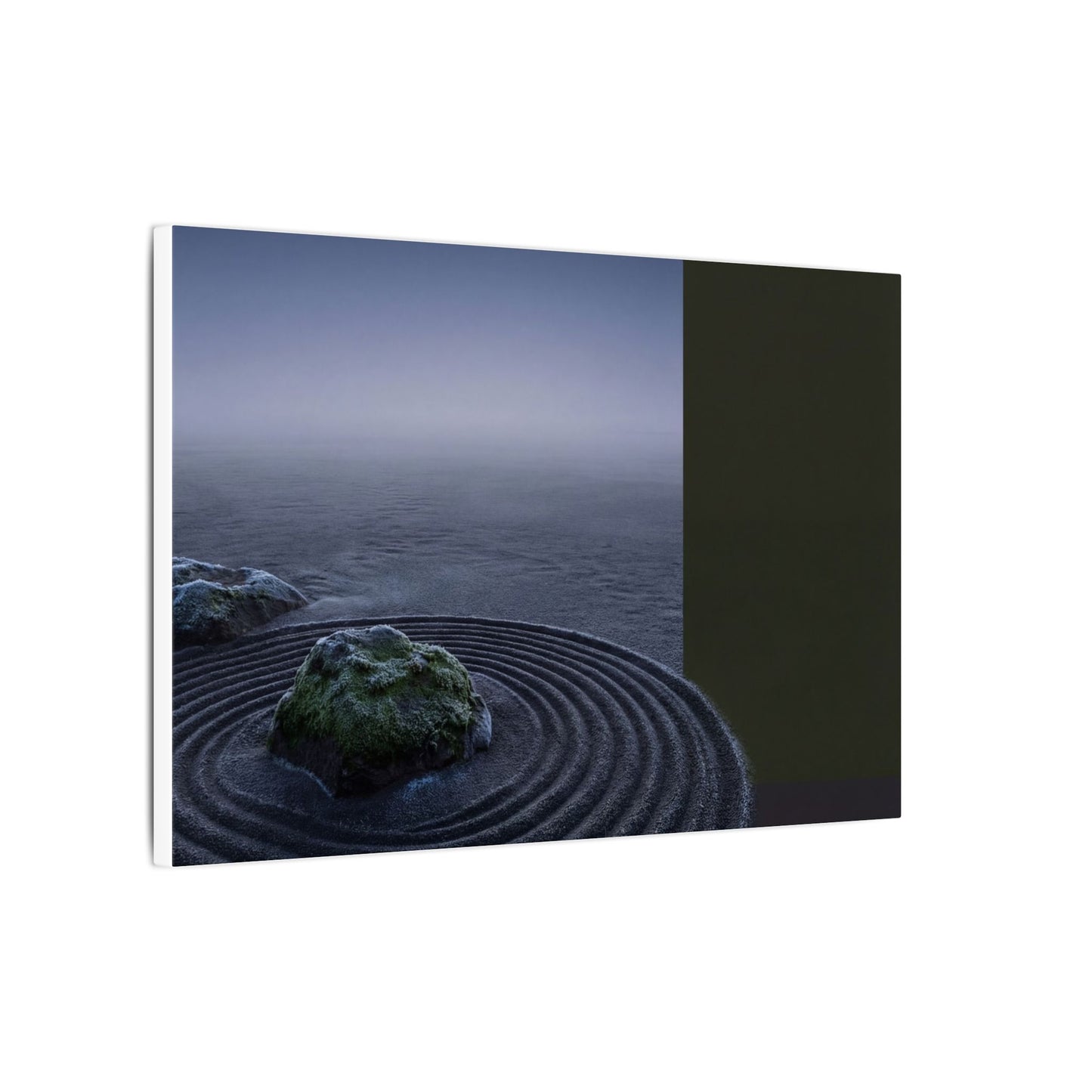 Ma Rock Garden Canvas Art - Dark Japandi Moody Minimal
