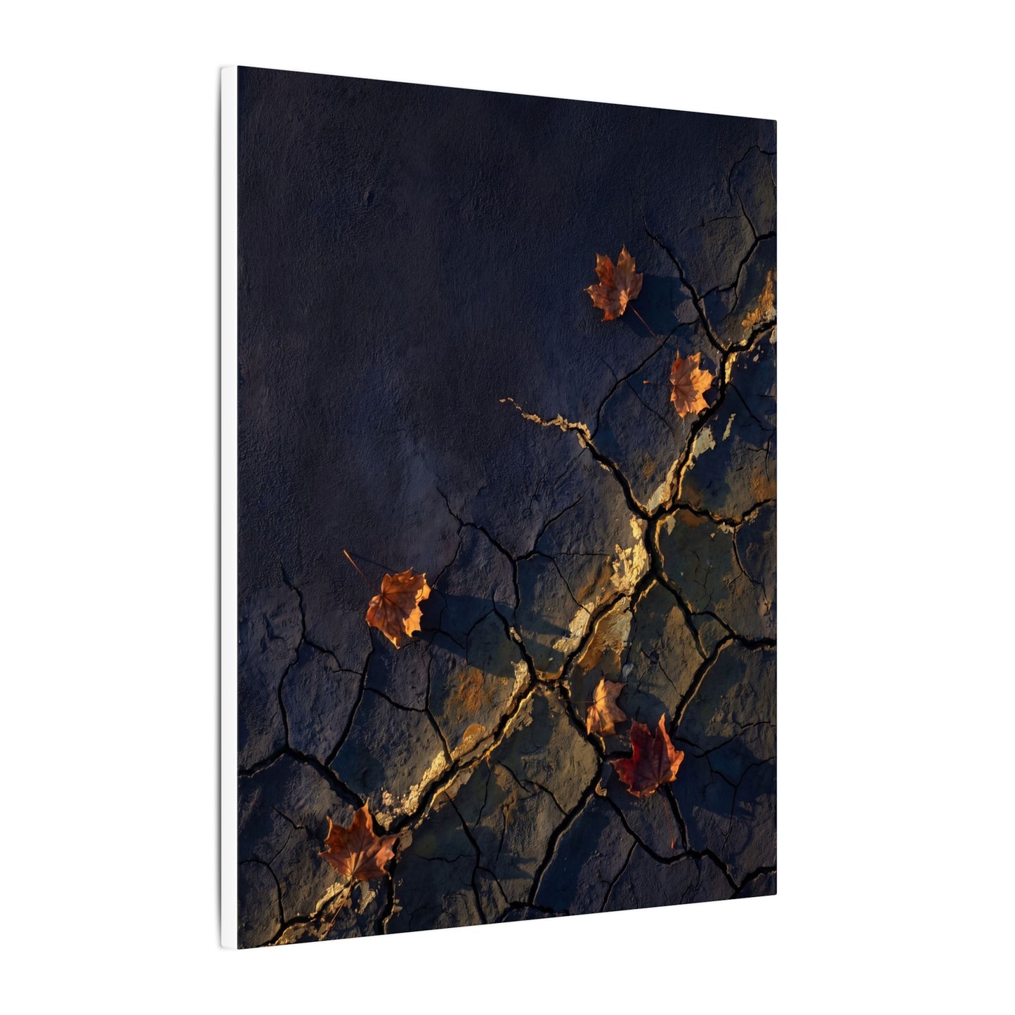Cracked Earth Canvas Art | Autumn Dark Japandi Dark Texture Art
