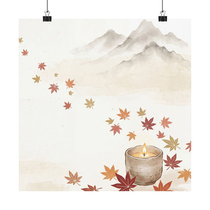 Mountain Mist Wall Art Print | Autumn Japandi Japanese Pattern Art