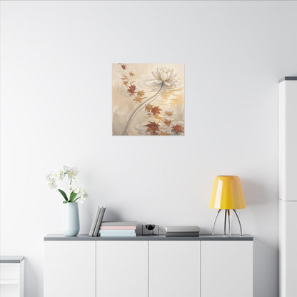 Lotus Flower Canvas Art | Autumn Japandi Minimal Line Art