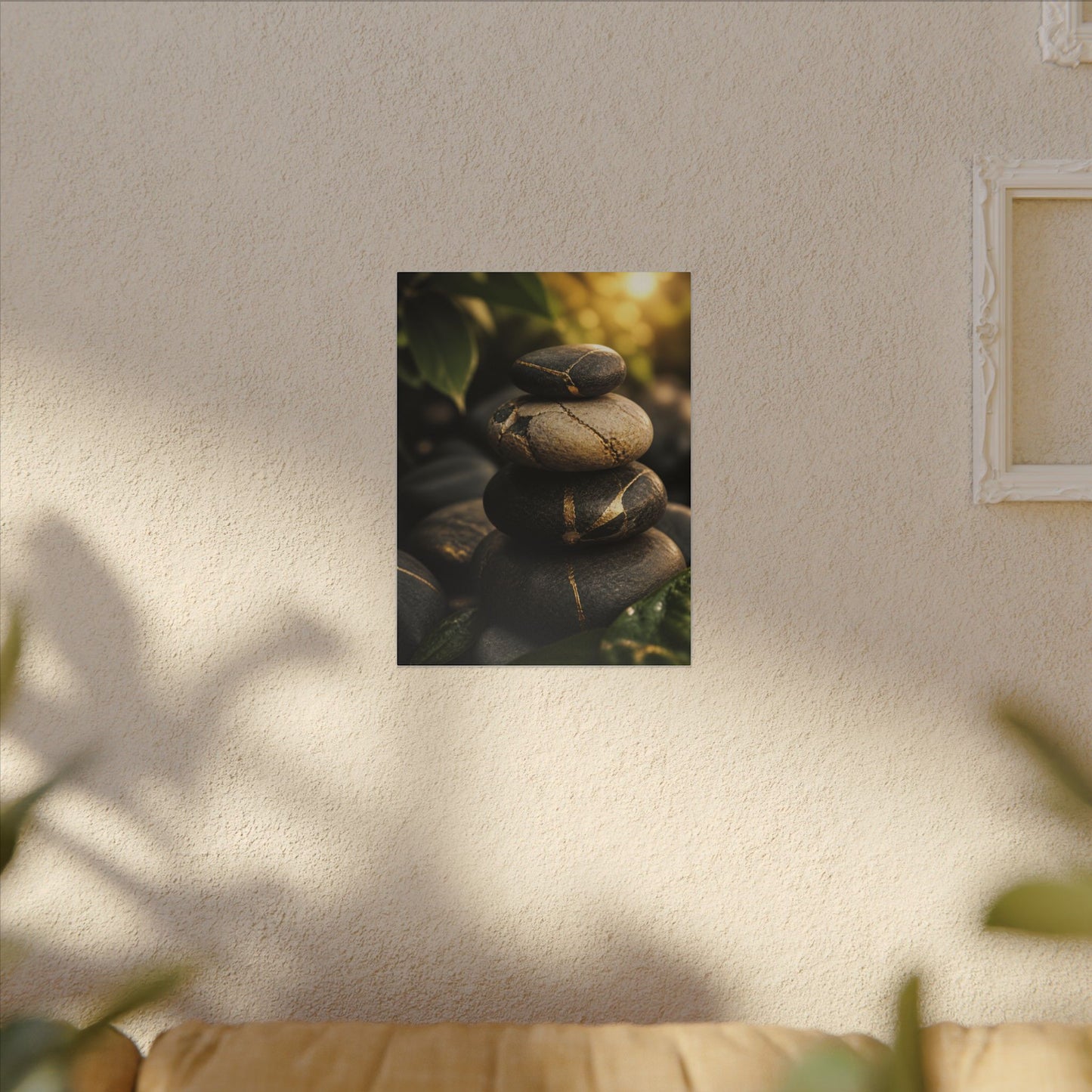 Summer River Stones Broken Beauty Canvas Art | Healing Decor