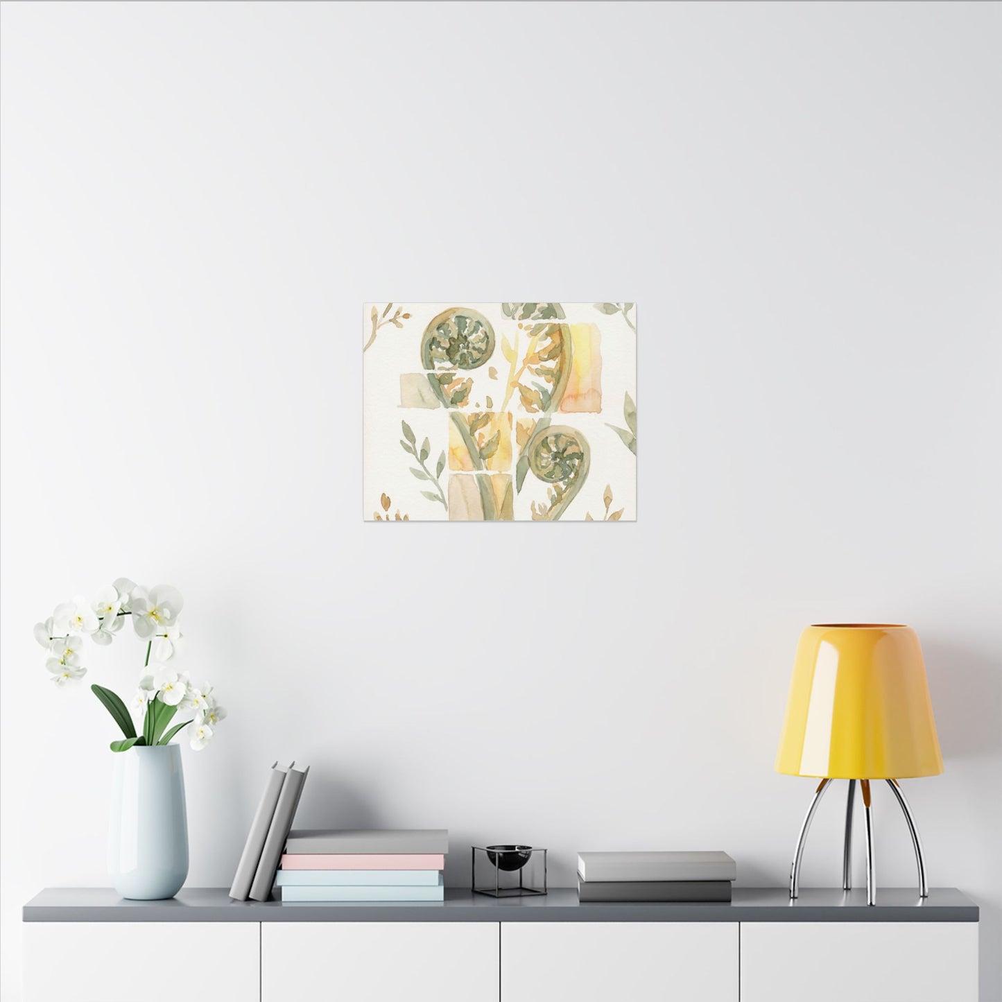 Earthy Fern Unfurling Canvas Art - Watercolor Japandi