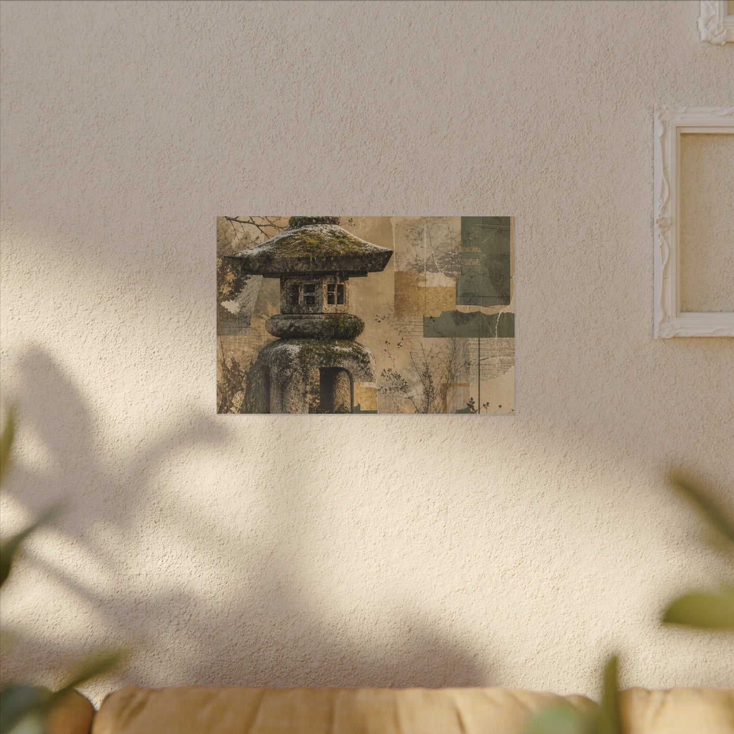 Elegant Stone Lantern Canvas Art - Texture Japandi