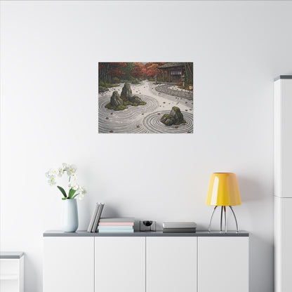 Autumn Rock Garden Ukiyo E Inspired Canvas Art | Peaceful Decor