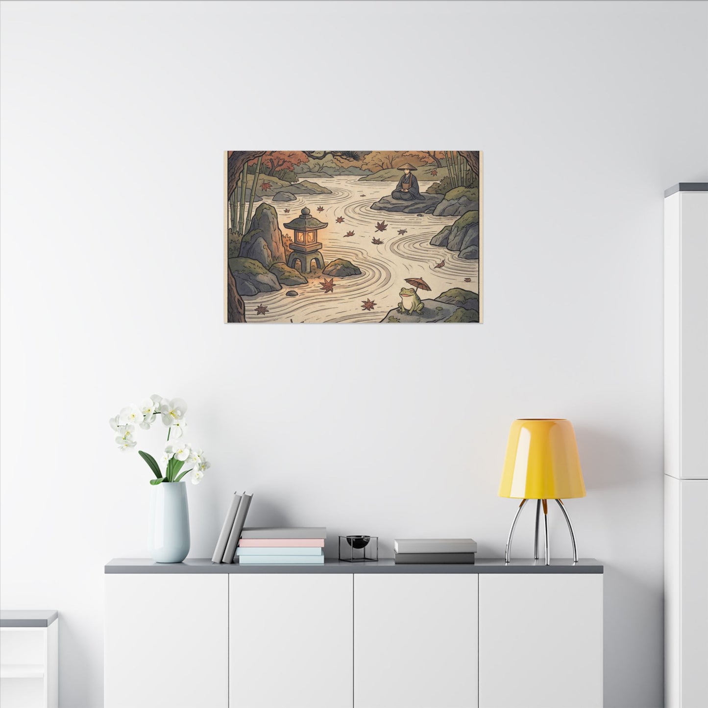 Rock Garden Autumn Canvas Art | Zen Serene Design
