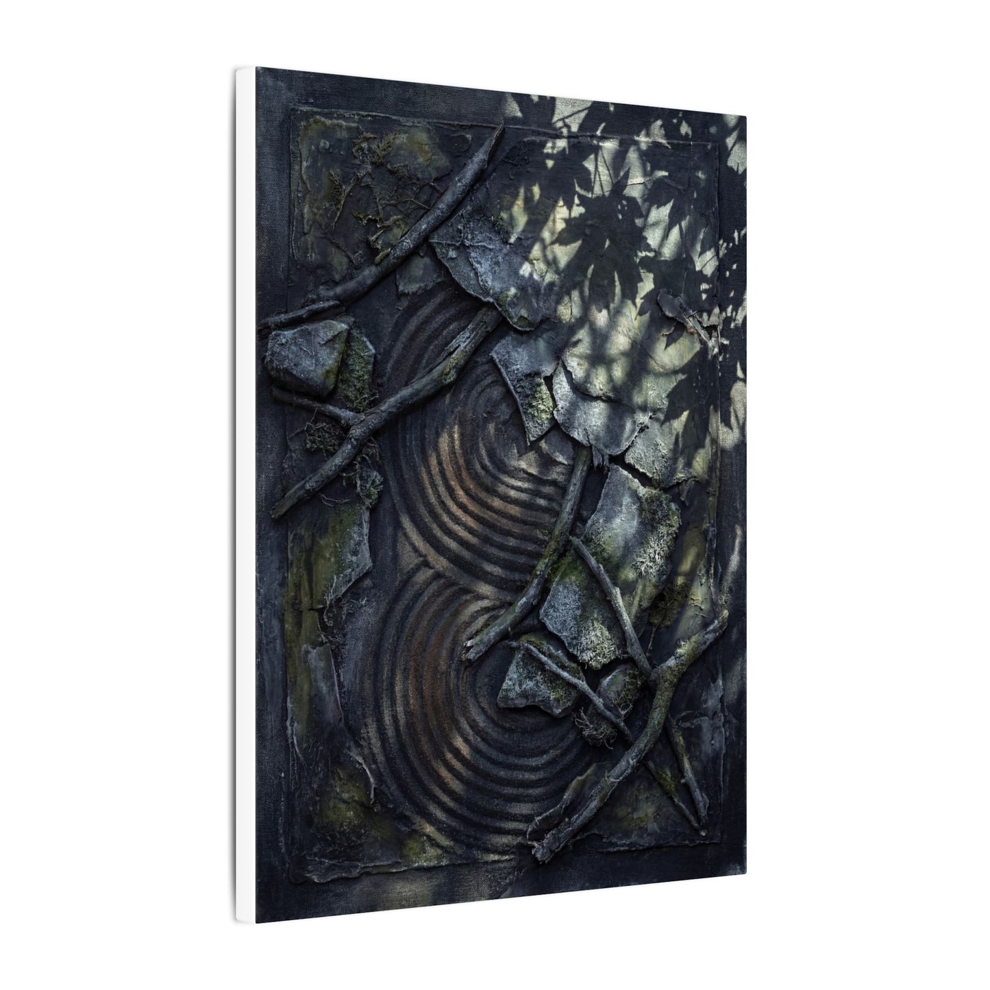 Rock Garden Canvas Art | Winter Dark Japandi Dark Texture Art