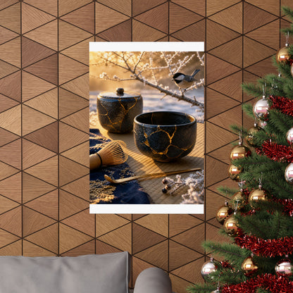 Tea Ceremony Gold Repair Wall Art Print | Philosophical Kintsugi Art