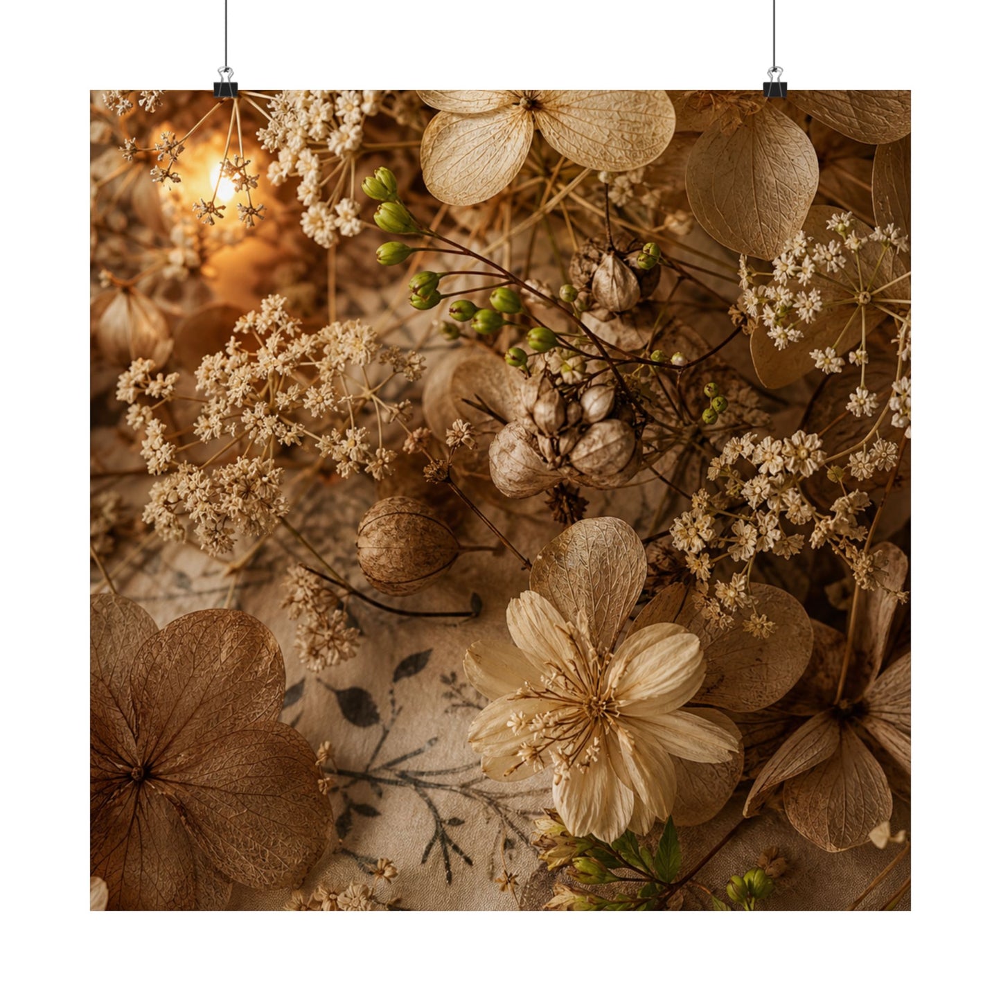 Candlelight Dried Flowers Wall Art Print - Japandi Fukinsei