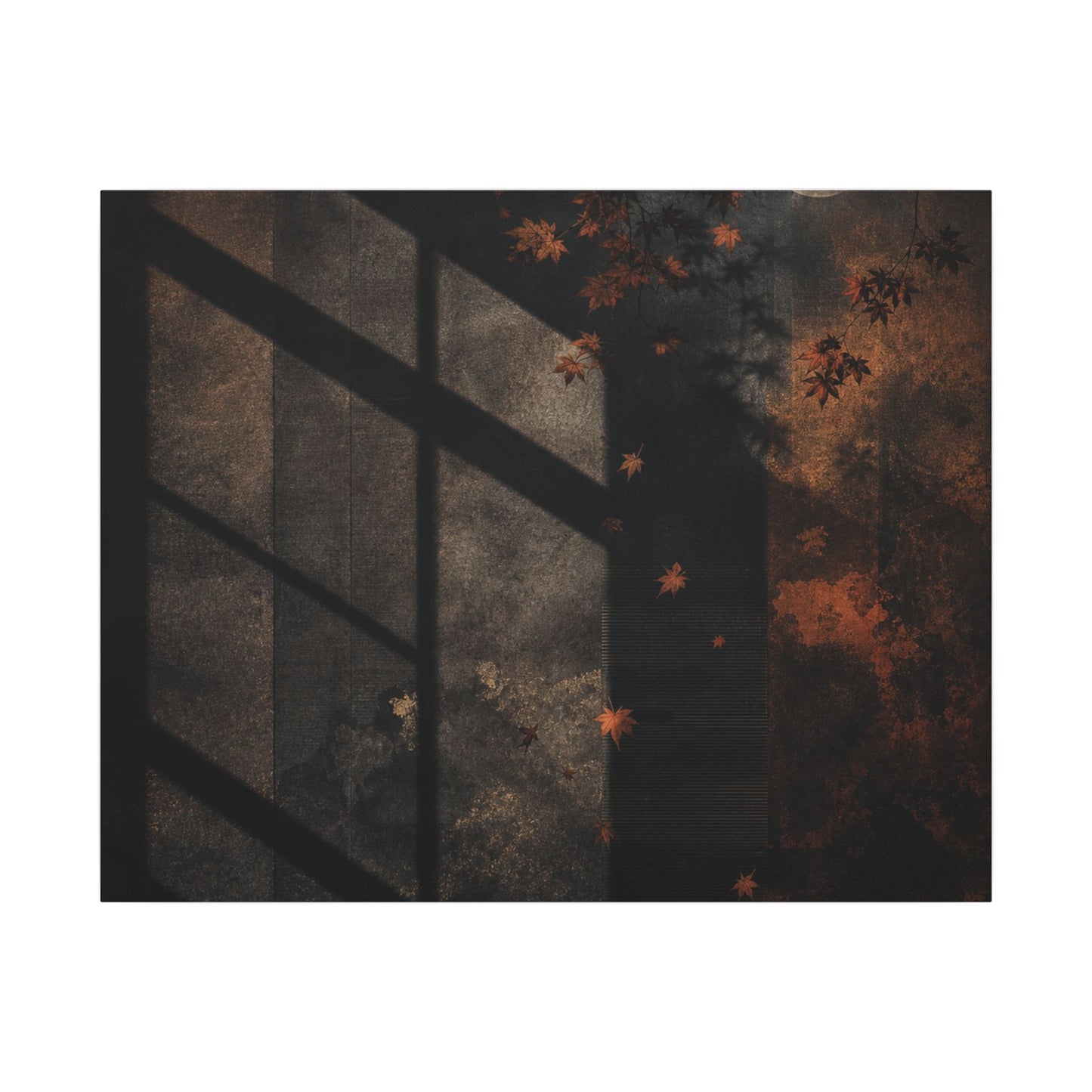 Sophisticated Shadow Play Canvas Art - Dark Texture Dark Japandi