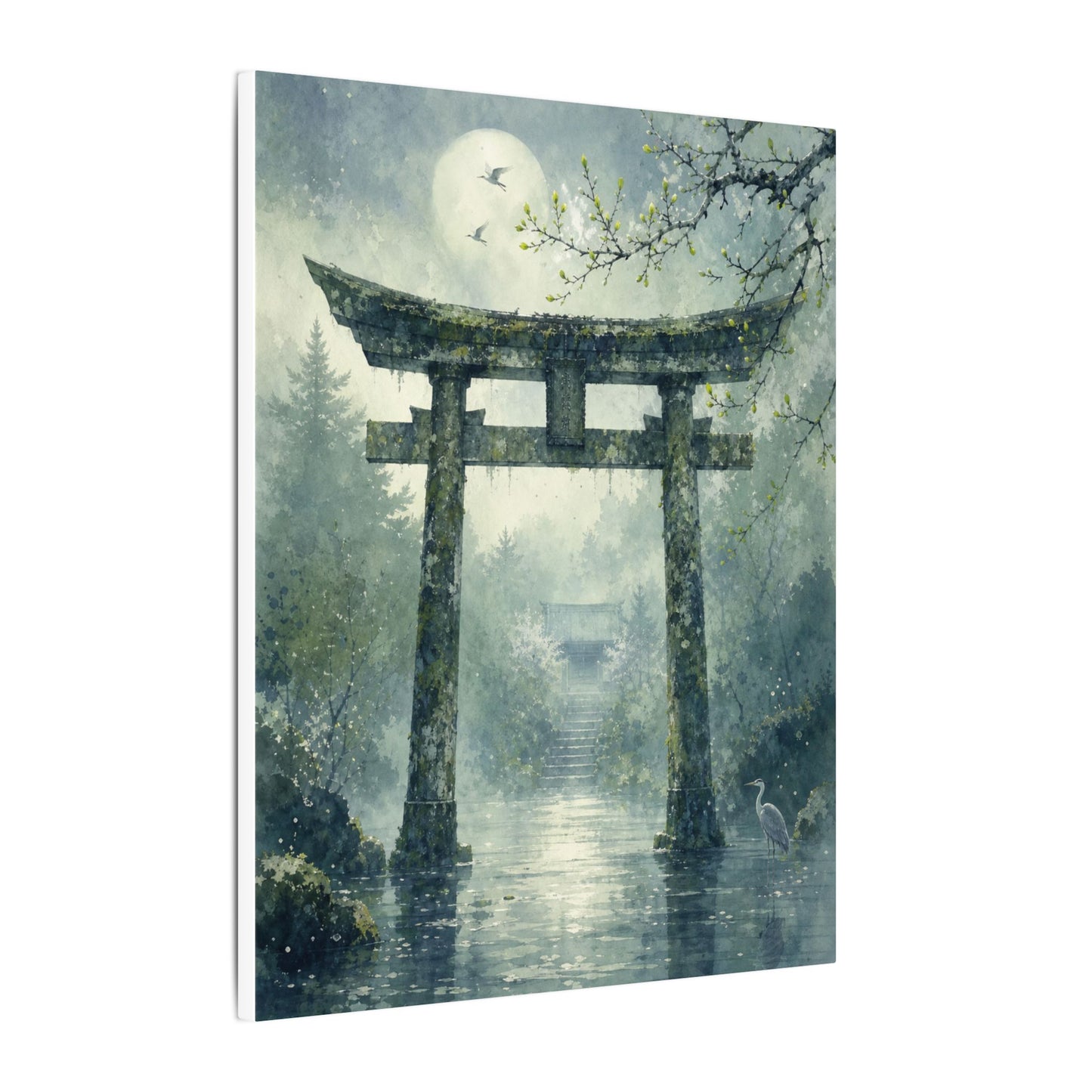 Earthy Torii Gate Canvas Art - Watercolor Japandi