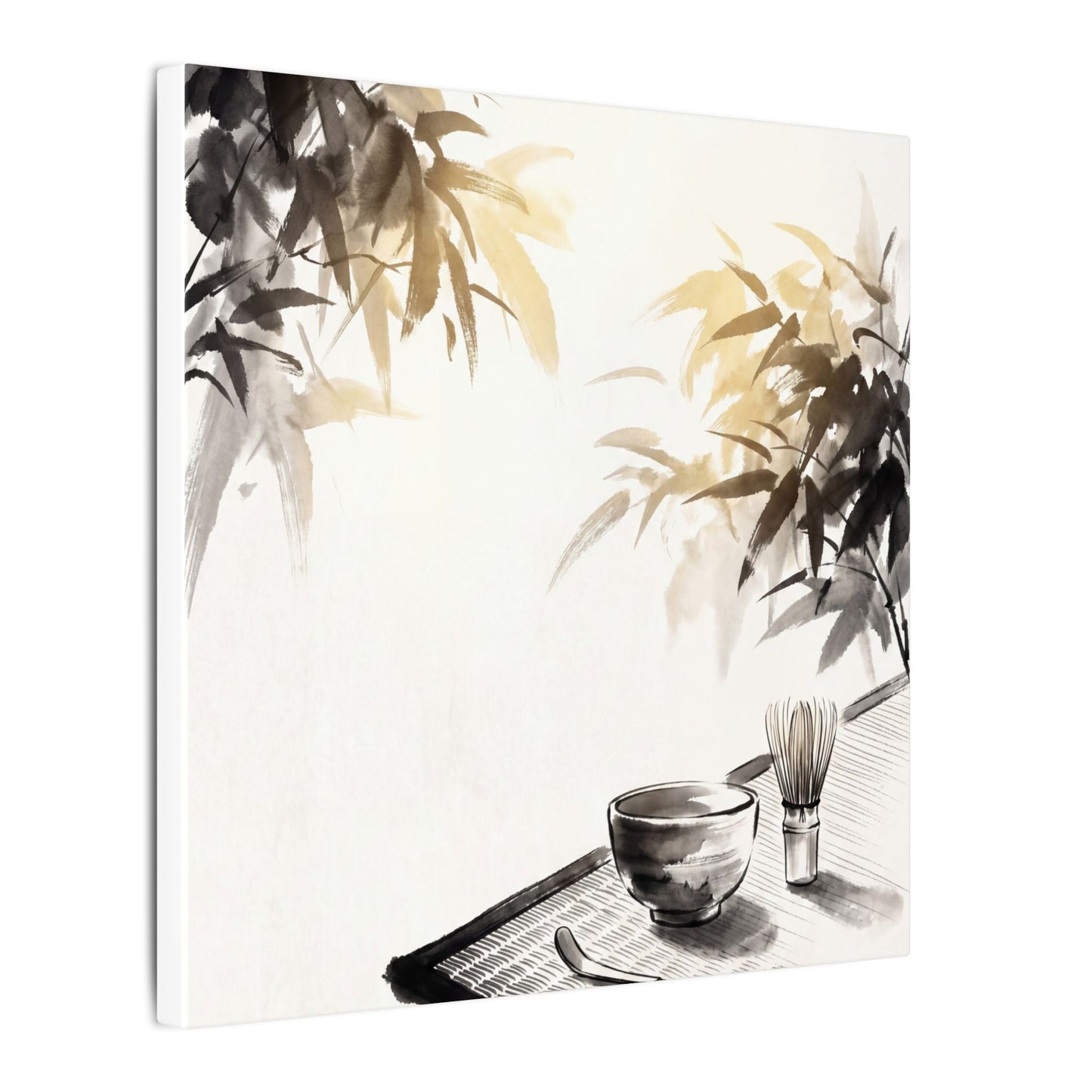 Tea Ceremony Sumi E Canvas Art | Serene Zen Art