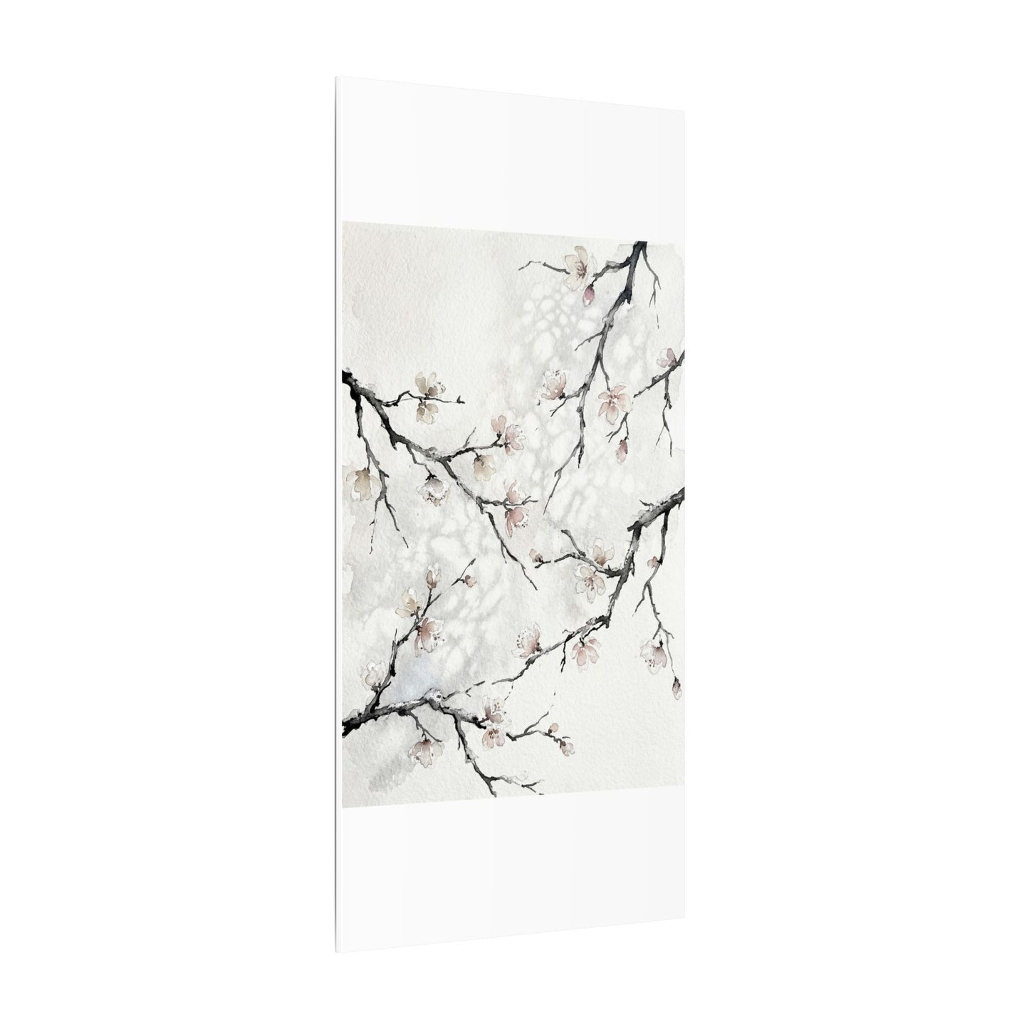 Cherry Blossom Canvas Art | Winter Japandi Watercolor Art