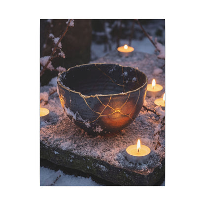 Ceramic Bowl Gold Repair Canvas Art | Beautiful Kintsugi Art