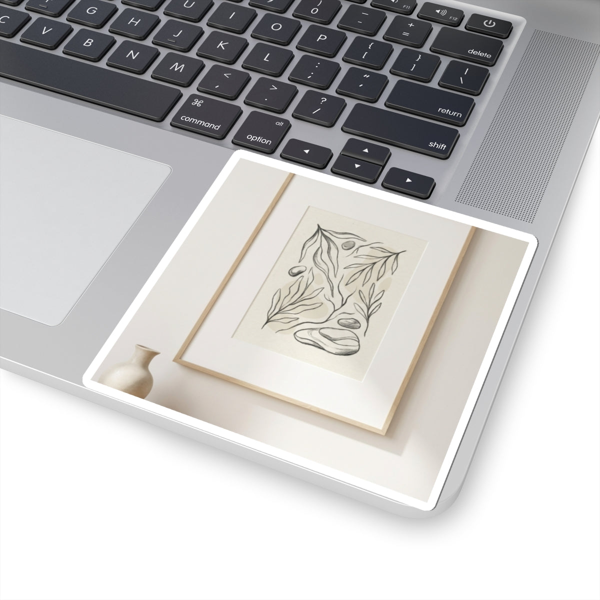 Japandi Charcoal Sticker Art Print