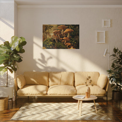 Spring Wild Mushrooms Herbarium Canvas Art | Earthy Decor