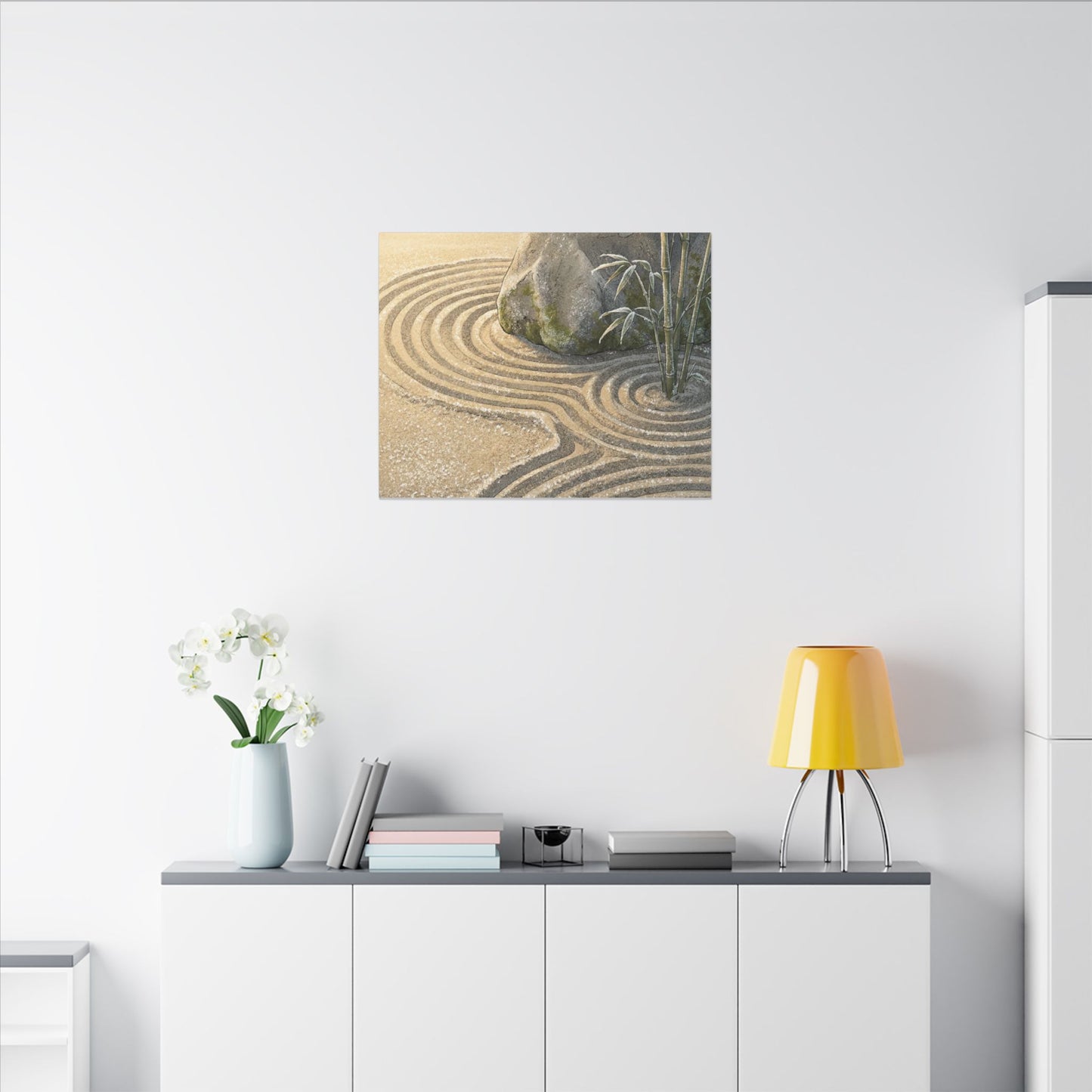 Rock Garden Winter Canvas Art | Zen Peaceful Design