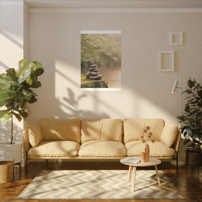 Cozy River Stones Canvas Art - Japanese Pattern Japandi