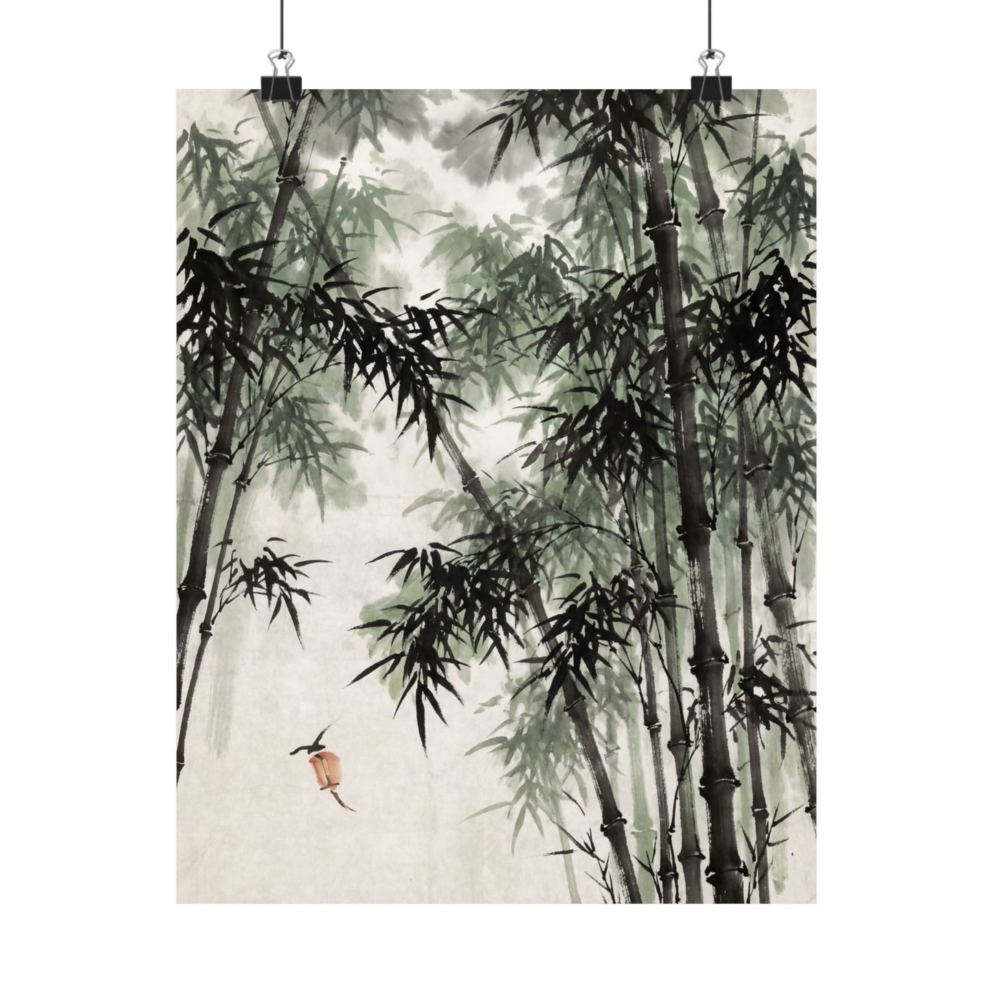 Bamboo Grove Sumi E Wall Art Print | Tranquil Zen Art Art Print