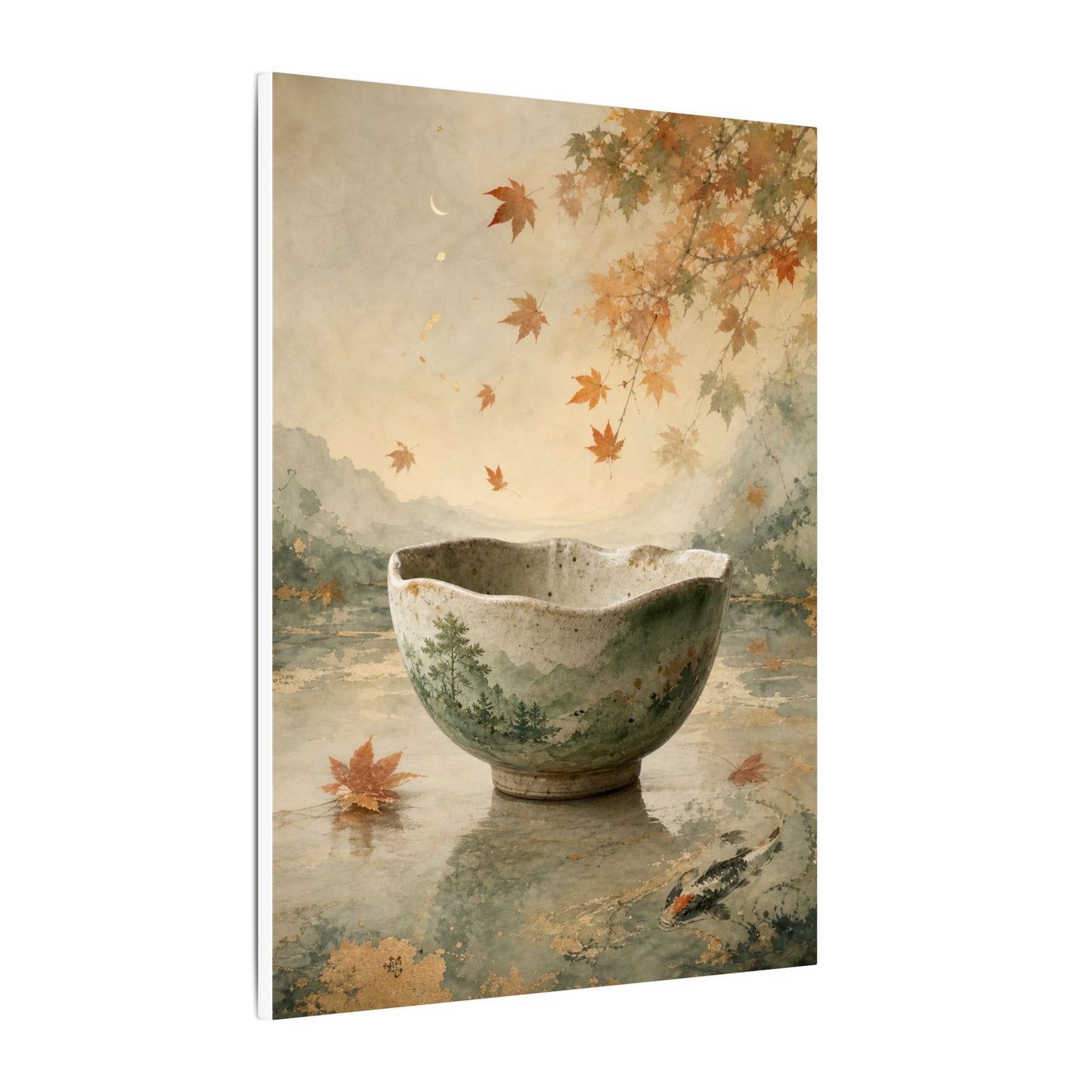 Autumn Ceramic Bowl Watercolor Canvas Art | Cozy Decor