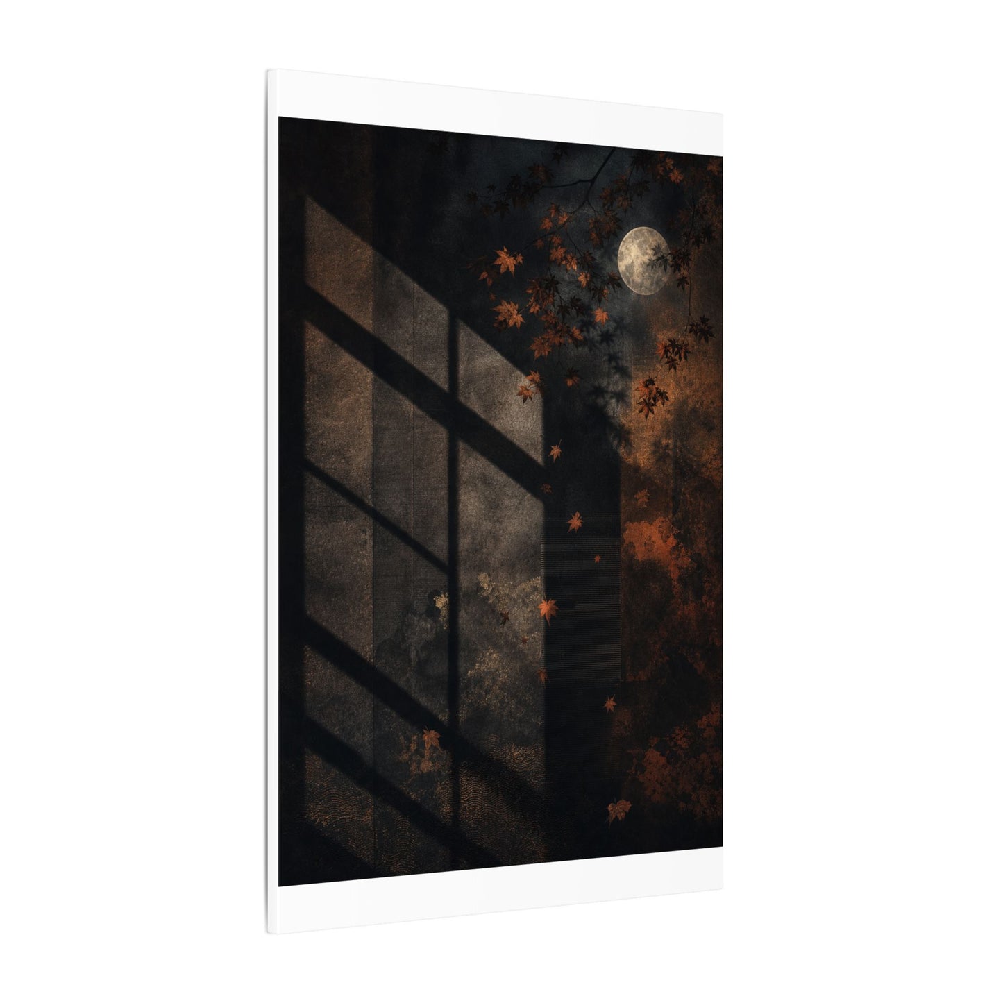 Sophisticated Shadow Play Canvas Art - Dark Texture Dark Japandi