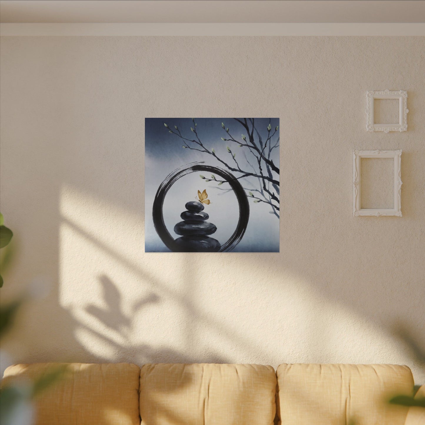 River Stones Spring Canvas Art | Zen Peaceful Design