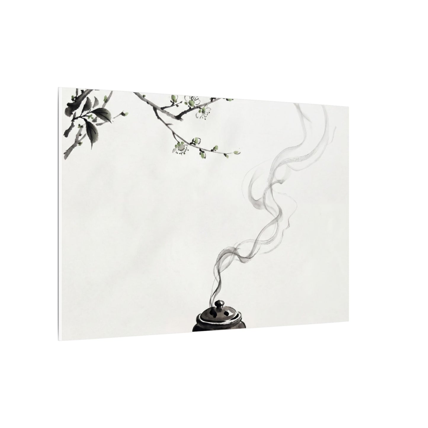 Calm Incense Smoke Canvas Art - Sumi E Zen