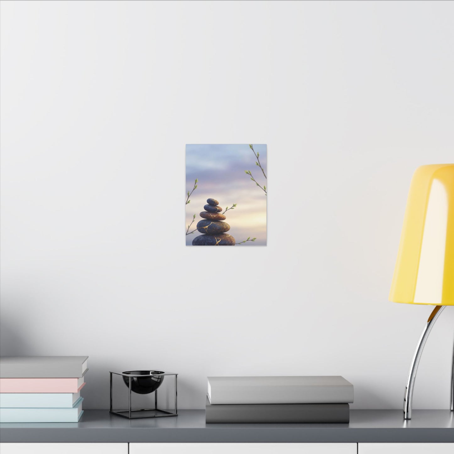 Spring River Stones Gold Vein Canvas Art | Philosophical Decor