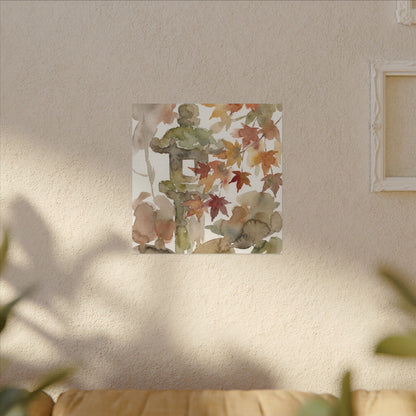 Stone Lantern Watercolor Canvas Art | Earthy Japandi Art