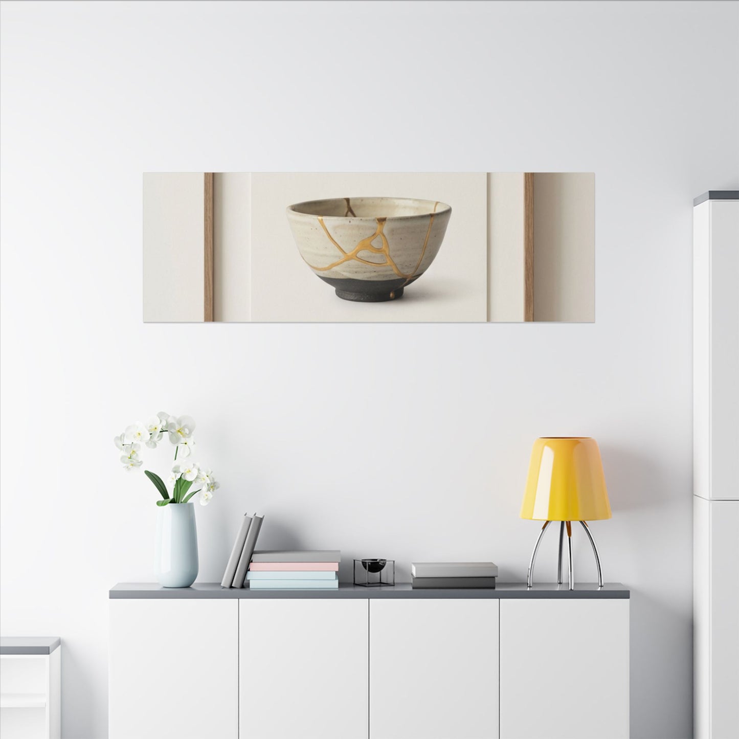 Kintsugi Charcoal Canvas Art