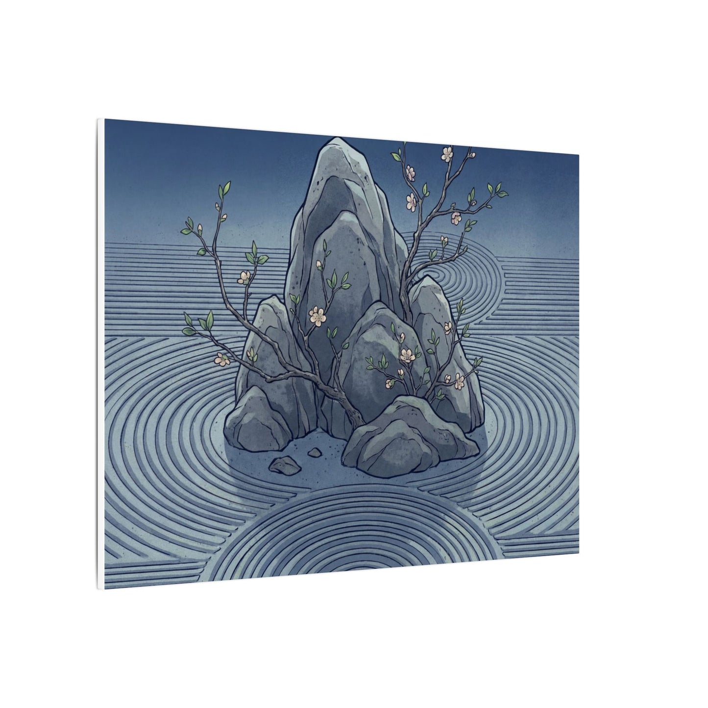 Spring Rock Garden Ukiyo E Inspired Canvas Art | Tranquil Decor