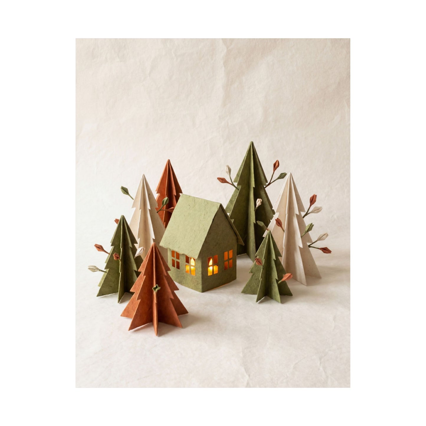 Spring Paper Fold Forest Whimsy Wall Art Print | Nostalgic Decor