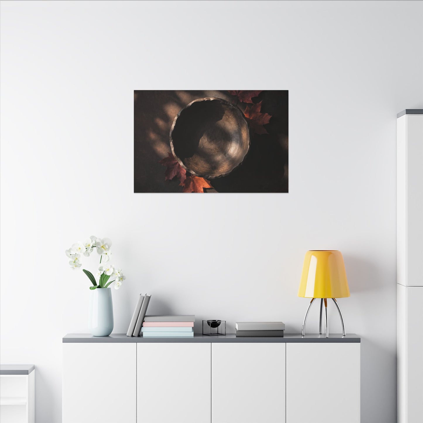 Ceramic Bowl Canvas Art | Autumn Dark Japandi Dark Texture Art