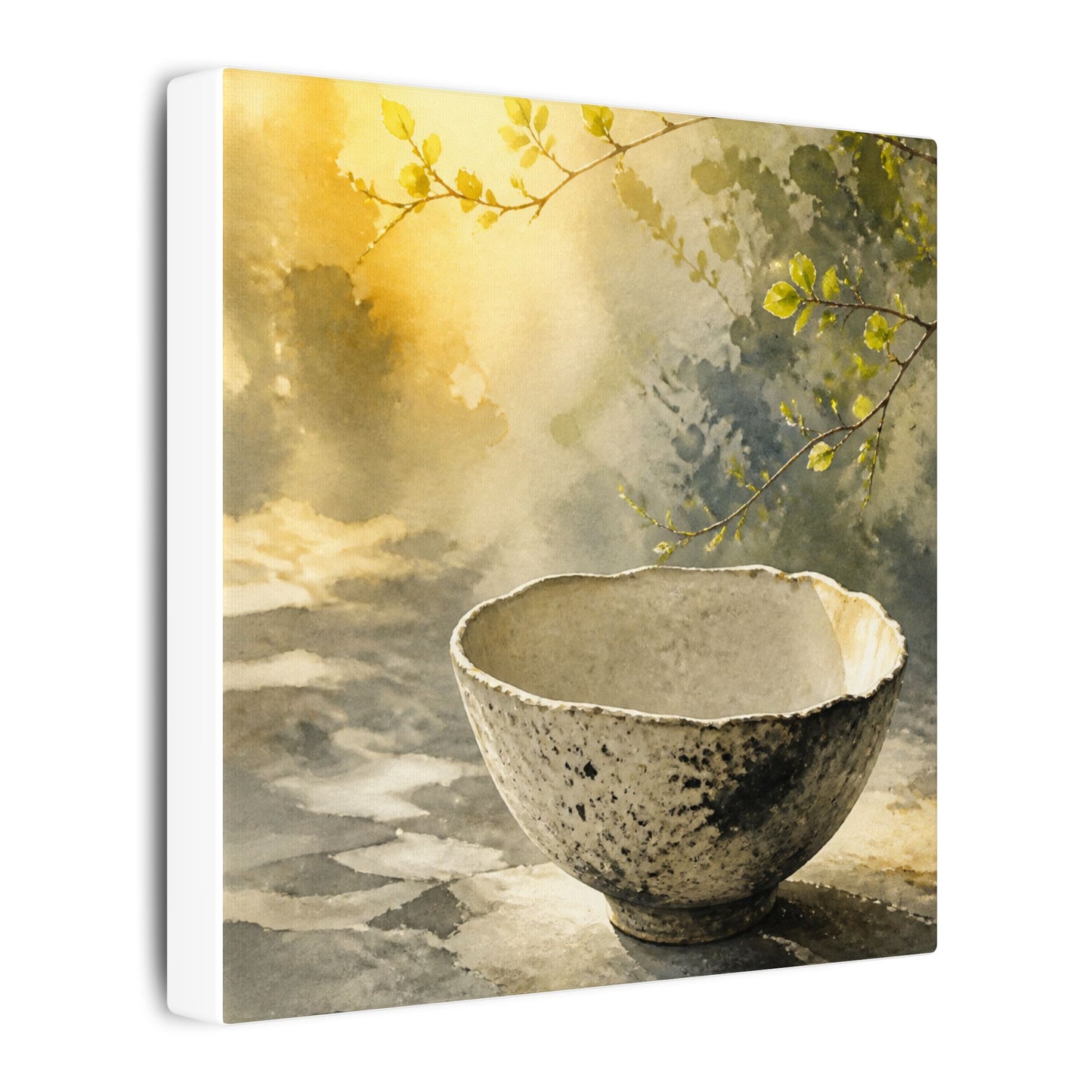 Cozy Ceramic Bowl Canvas Art - Watercolor Japandi