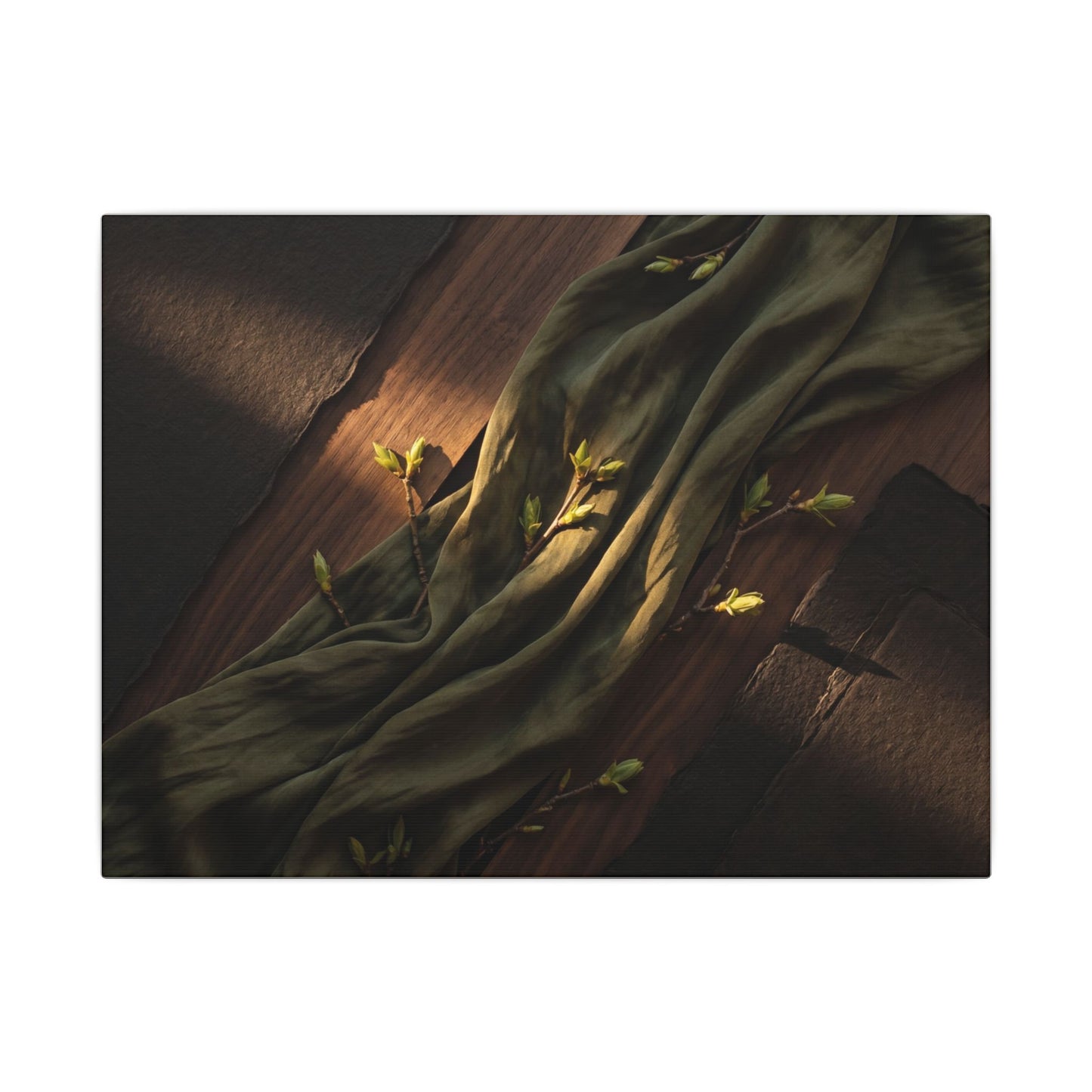 Silk Drape Canvas Art | Spring Dark Japandi Dark Texture Art Art Print