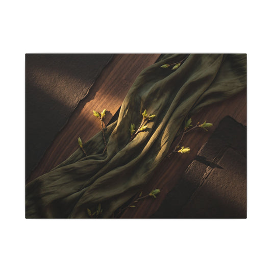 Silk Drape Canvas Art | Spring Dark Japandi Dark Texture Art Art Print