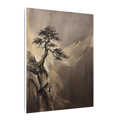 Pine Tree Charcoal Ink Canvas Art | Luxurious Dark Japandi Art