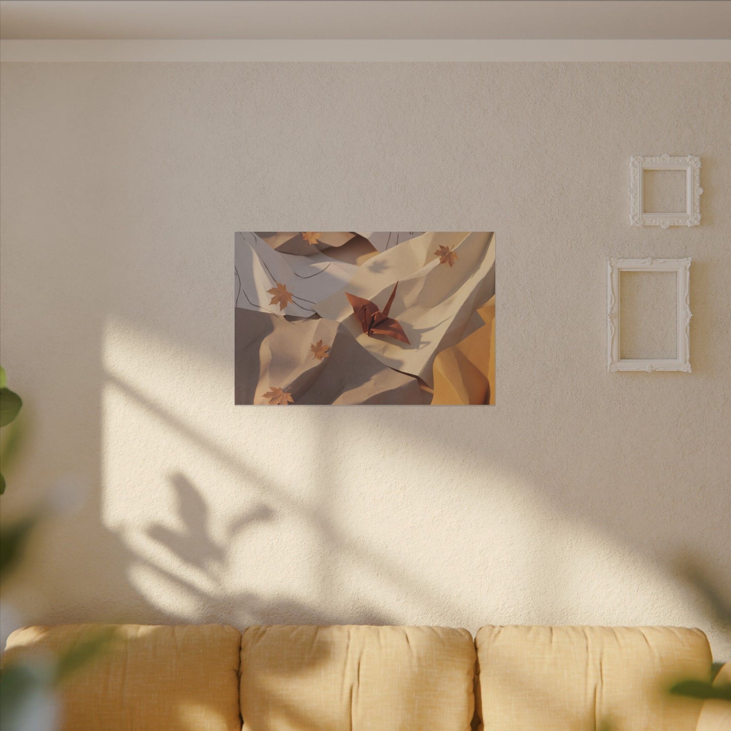 Autumn Paper Fold Minimal Line Canvas Art | Cozy Decor