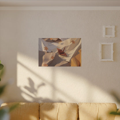 Autumn Paper Fold Minimal Line Canvas Art | Cozy Decor