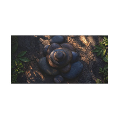 Ma River Stones Canvas Art - Dark Japandi Dark Texture
