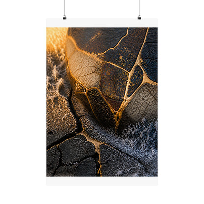 Kintsugi Cracked Earth in Golden Hour | Gold Repair Wall Art Print