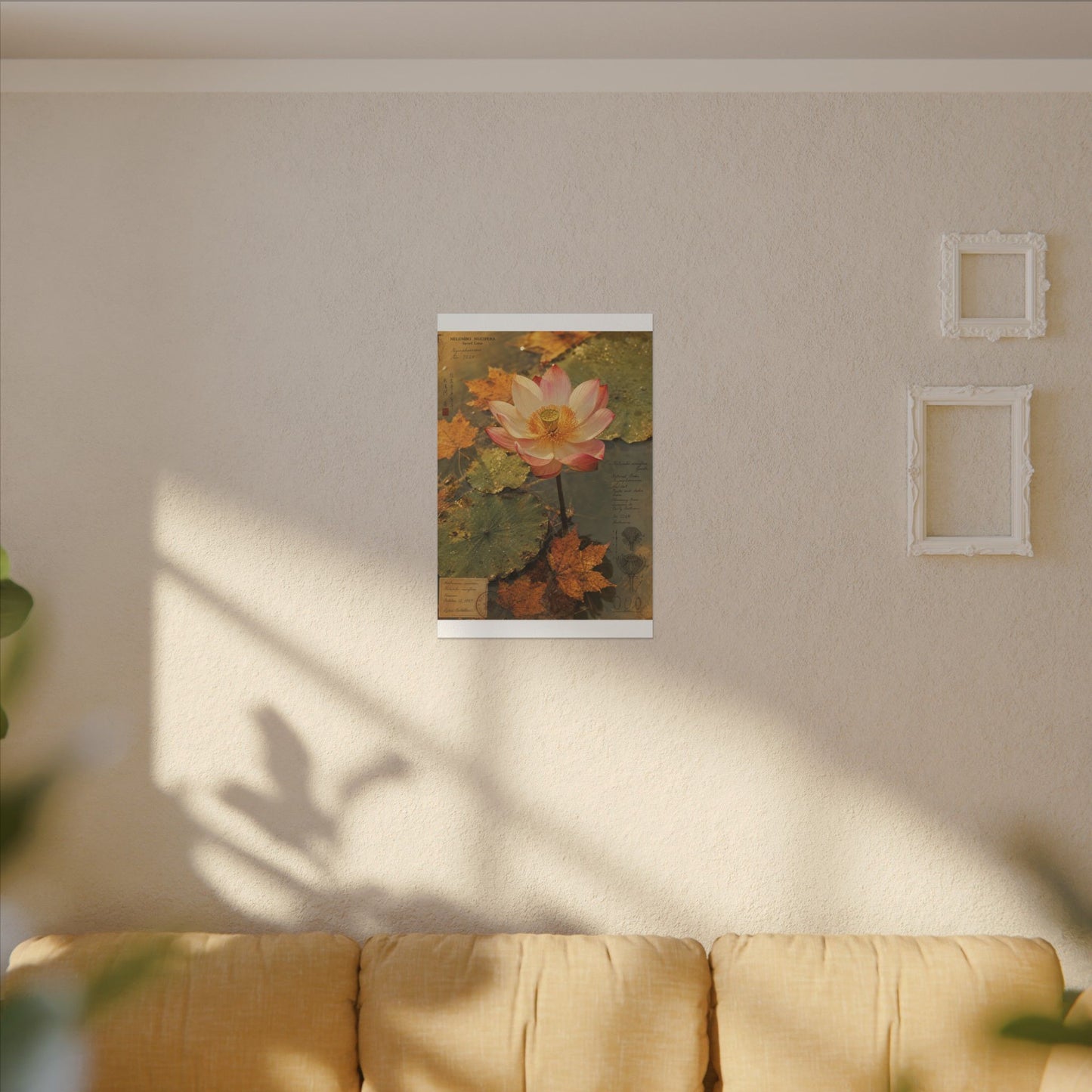 Autumn Lotus Flower Herbarium Canvas Art | Rustic Decor